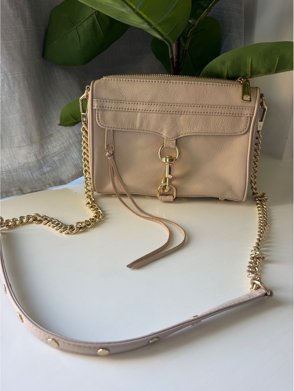 Rebecca Minkoff Beige and Gold Crossbody Bag
